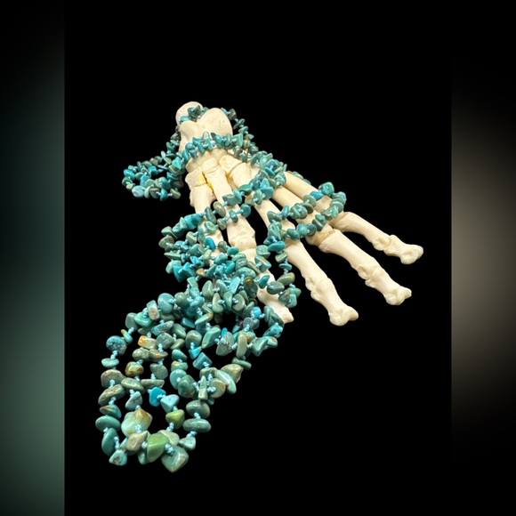 Vintage Sterling Silver Southwest Knotted Turquoise Opera Length Necklace 83” - Picture 1 of 5